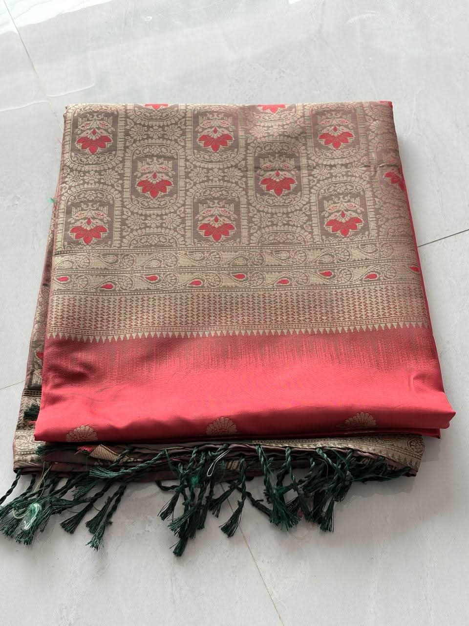 Premium Peacock Silk Saree with Rich Zari Woven Border