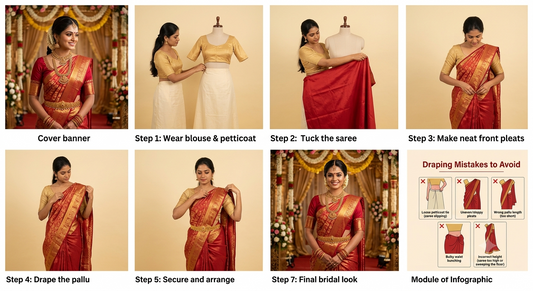 How to Drape a Saree for a Wedding | Step-by-Step Guide | Saree Fusion - Saree Fusion