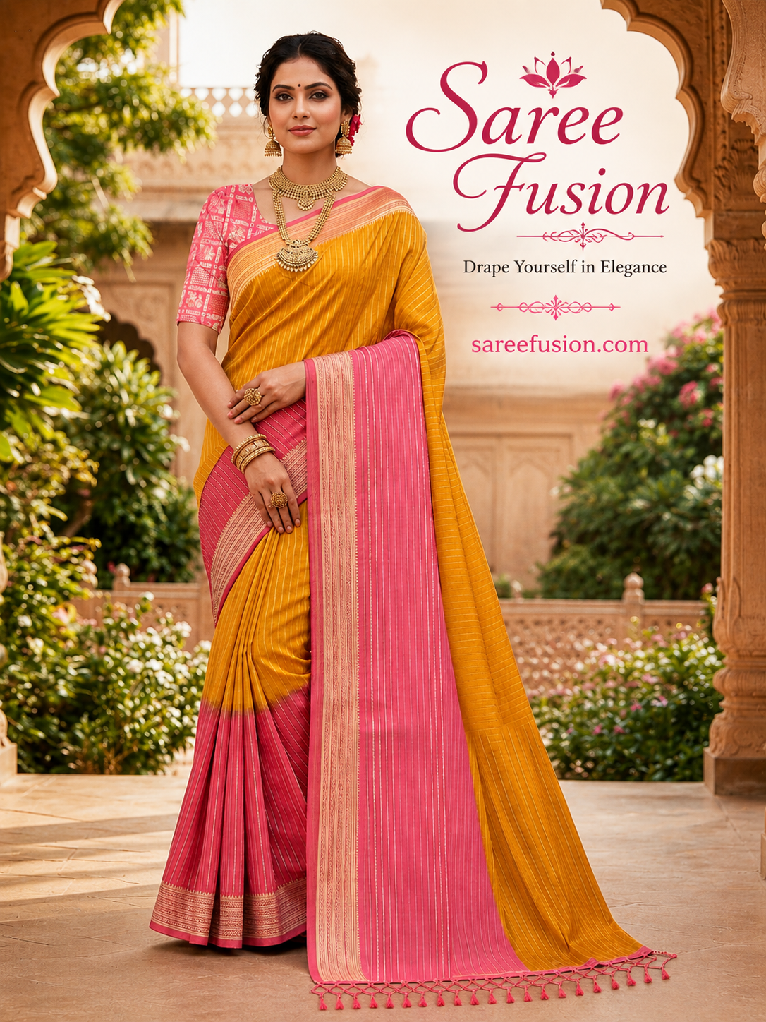 Fancy Georgette Saree with Woven Zari Border