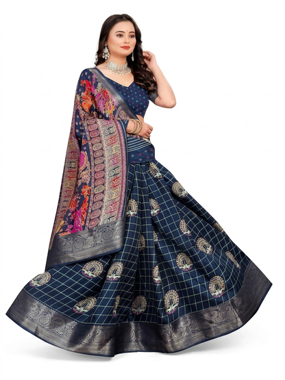 Premium Crepe Saree with Traditional Temple Border & Peacock Pallu