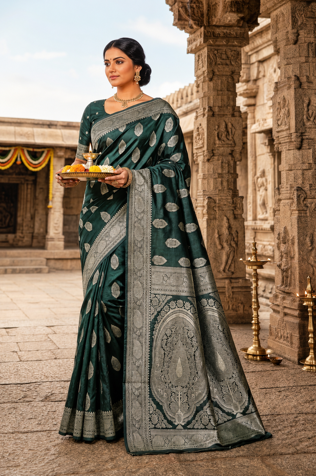 Premium Banarasi Silk Saree with Intricate Zari Weaving