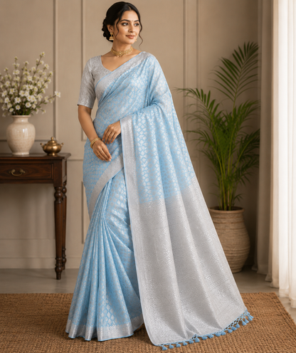 Premium Soft Jacquard Weave Saree with Designer Contrast Pallu