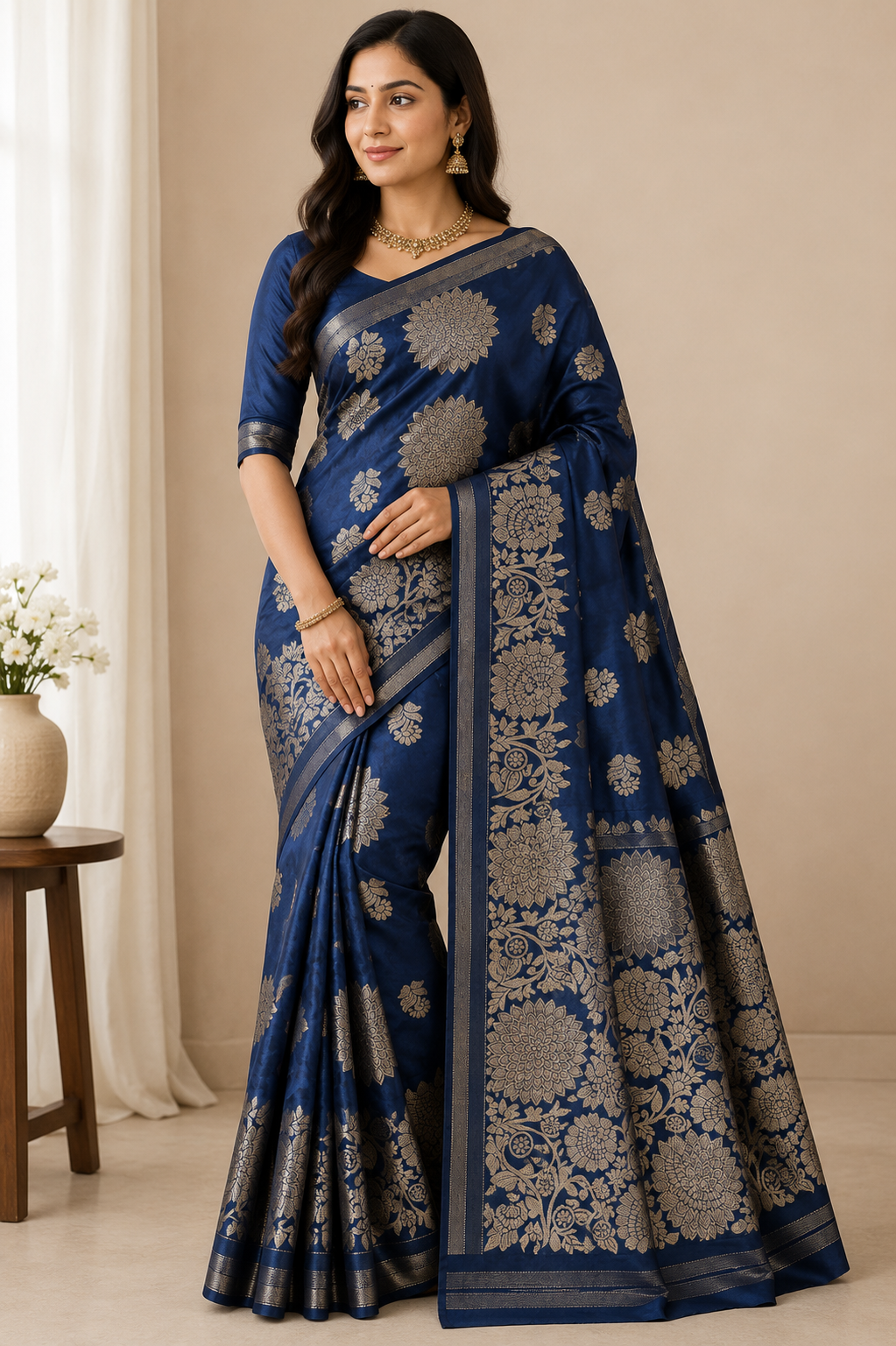 Premium Soft Silk Floral Zari Saree