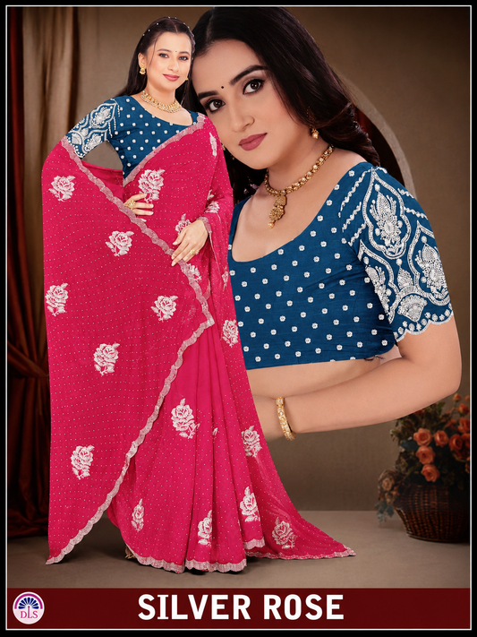Elegant Silver Rose Saree: Elevate Your Celebrations with Timeless Style - Saree Fusion