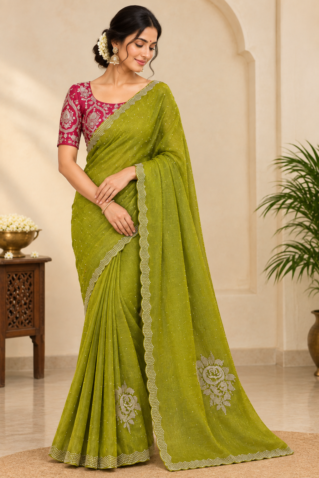 Elegant Silver Rose Saree: Elevate Your Celebrations with Timeless Style