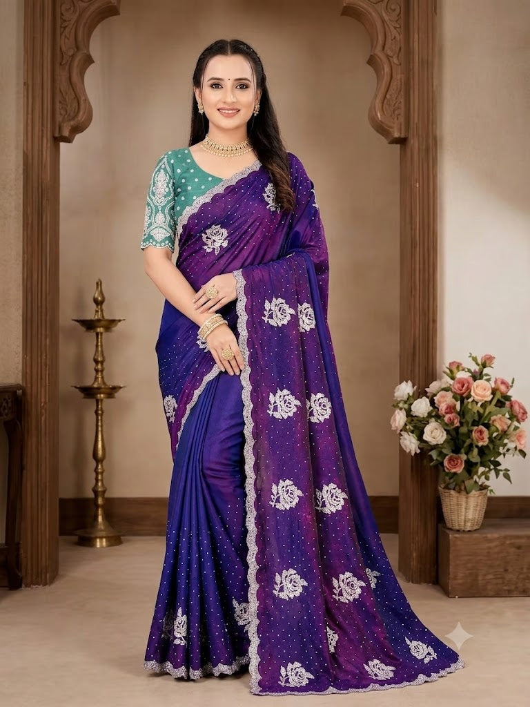 Elegant Silver Rose Saree: Elevate Your Celebrations with Timeless Style