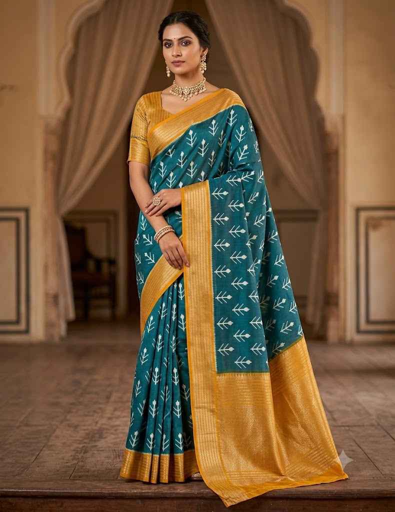 Elevate Your Elegance with Our Dola Silk Saree Featuring Contrast Zari Border & Pallu - Saree Fusion