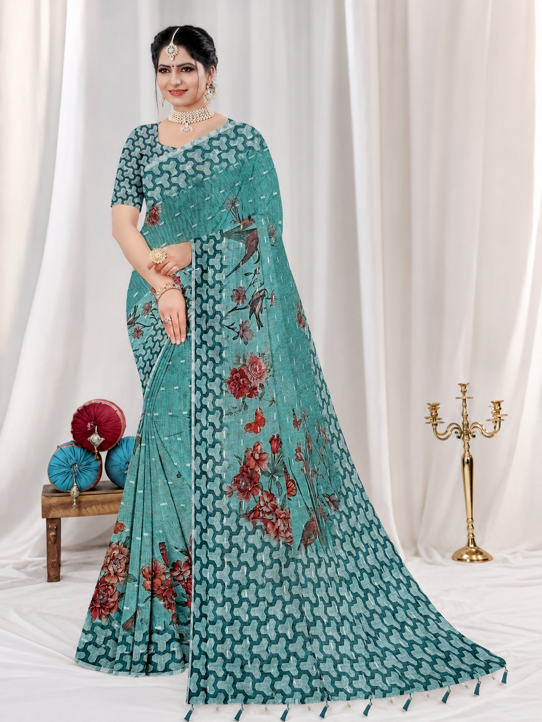 ✨ LINEN JARI BUTTI Saree ✨