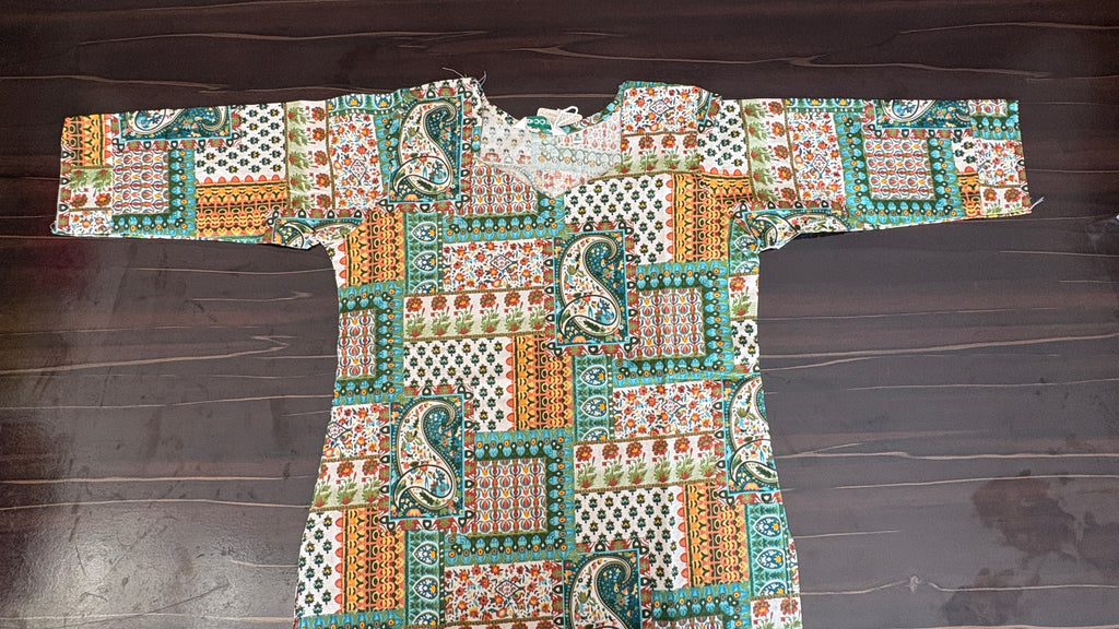 Kalamkari Print Cotton Co-Ord Set | V-Neck Kurta & Pants
