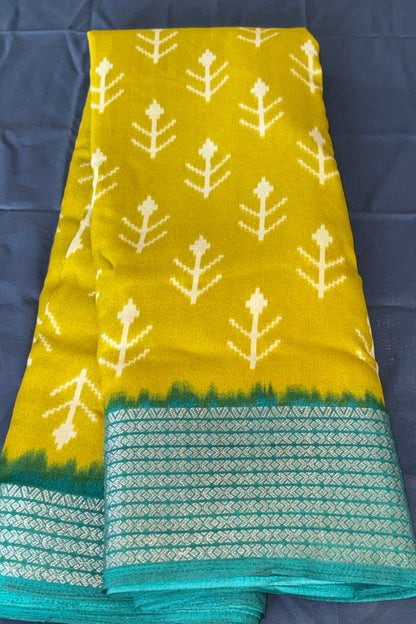Dola Silk Saree with Contrast Zari Border & Pallu