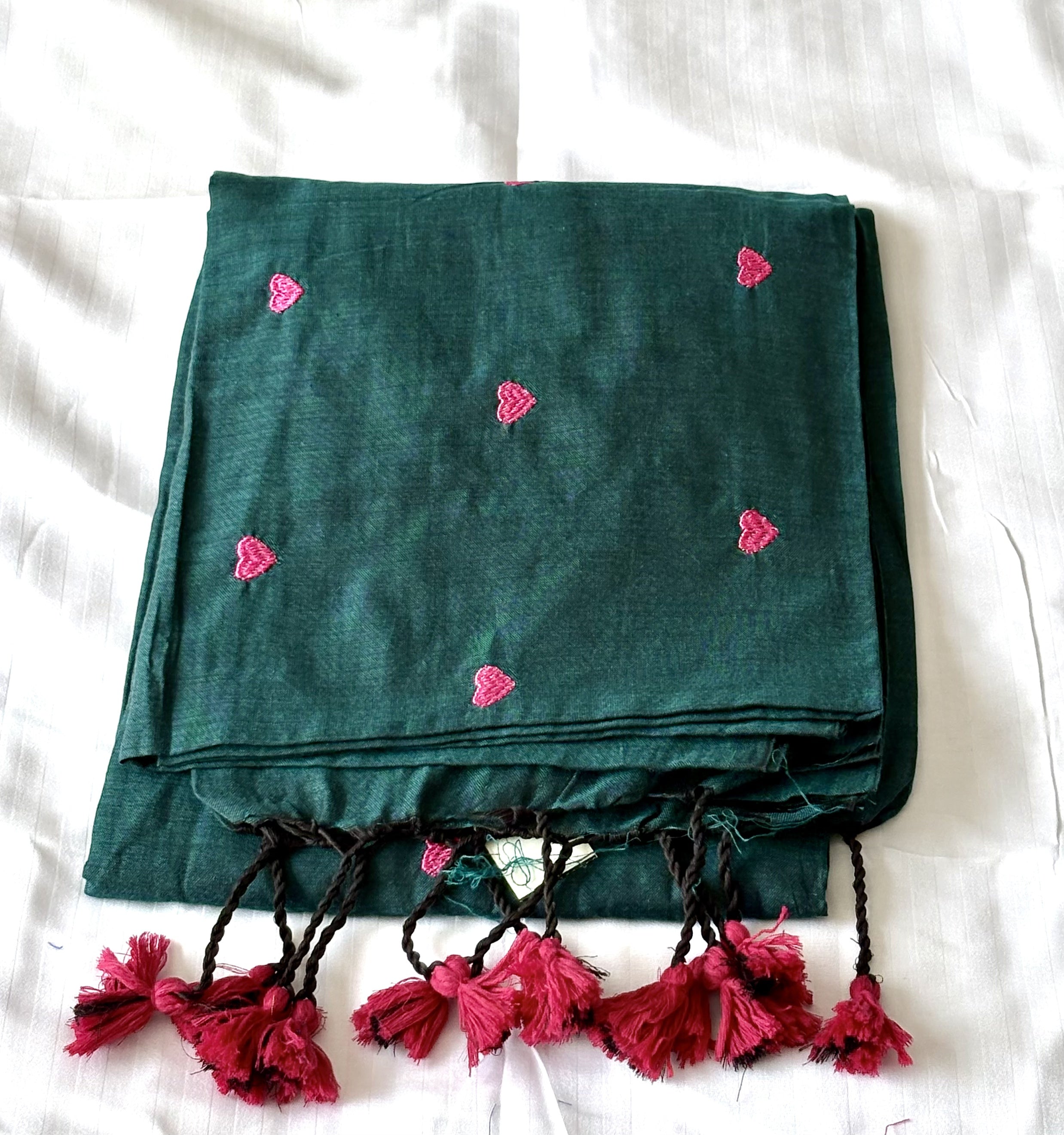 Khadi Cotton Saree with Butas and Tassels | Handloom Cotton Saree