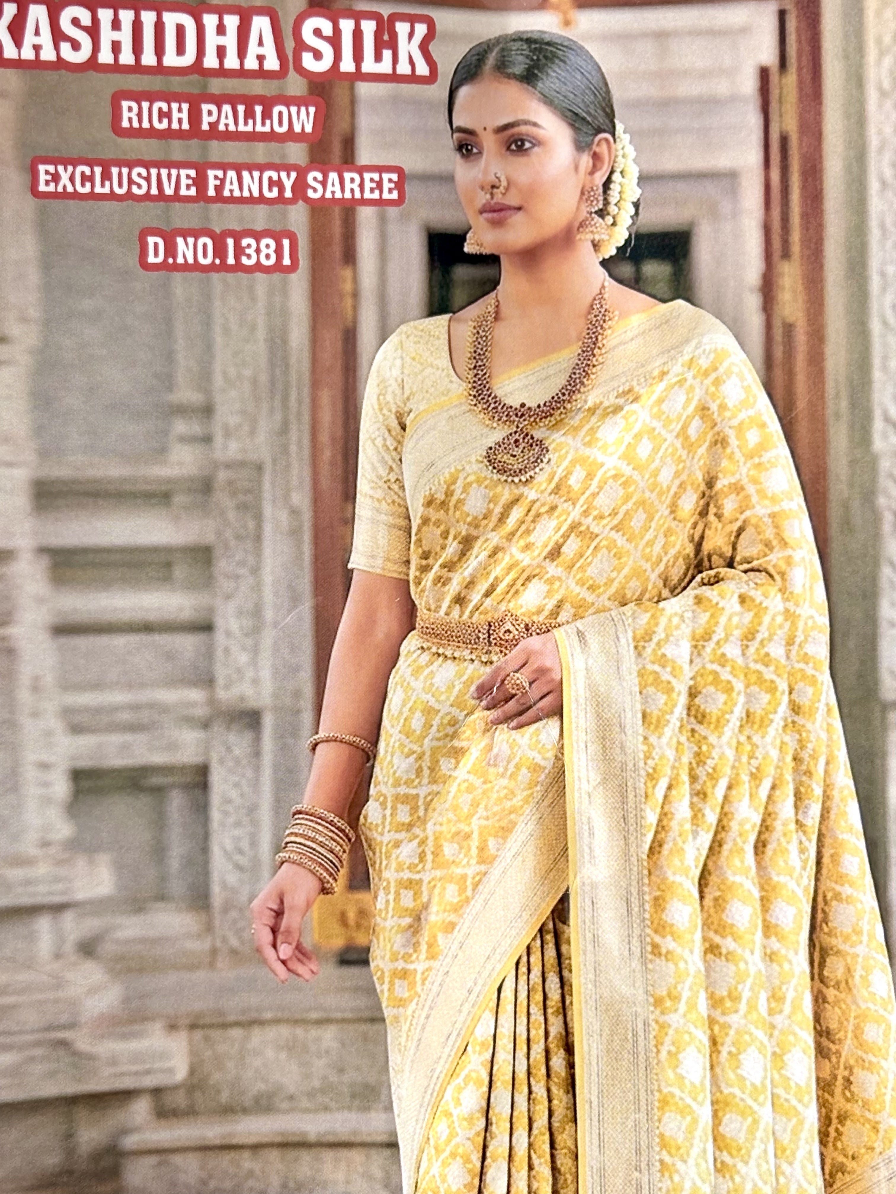 Kasidha Silk Saree with Silver Zari Weaving | Banarasi Silk Saree