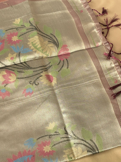Premium Pathani Silk Saree with Unstitched Blouse Piece