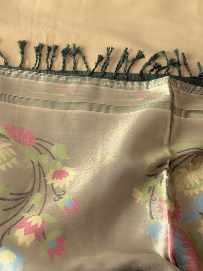 Premium Pathani Silk Saree with Unstitched Blouse Piece