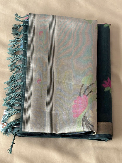Premium Pathani Silk Saree with Unstitched Blouse Piece
