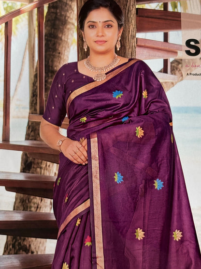 Premium Pathani Silk Saree with Unstitched Blouse Piece