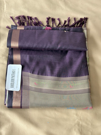 Premium Pathani Silk Saree with Unstitched Blouse Piece