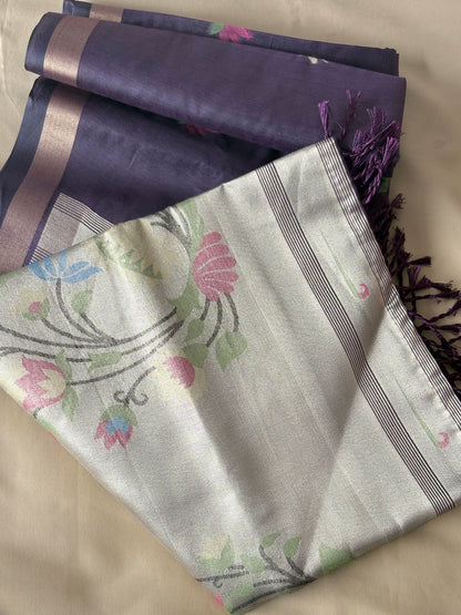 Premium Pathani Silk Saree with Unstitched Blouse Piece