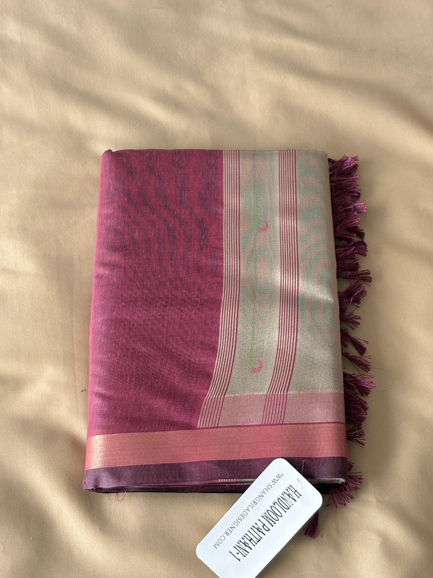 Premium Pathani Silk Saree with Unstitched Blouse Piece