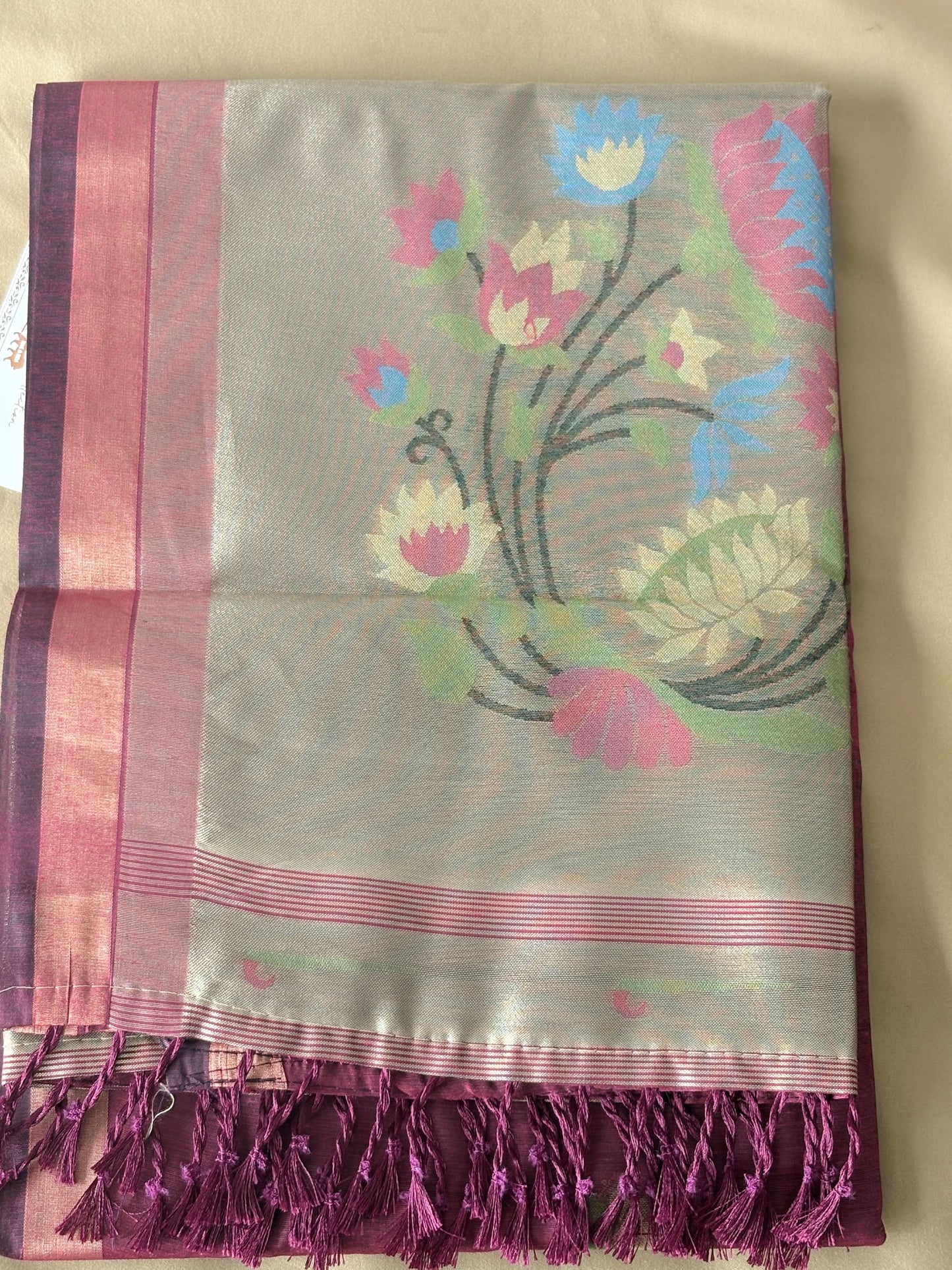 Premium Pathani Silk Saree with Unstitched Blouse Piece