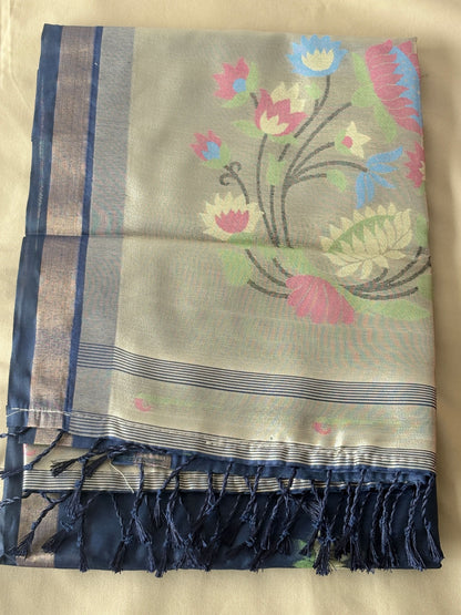 Premium Pathani Silk Saree with Unstitched Blouse Piece