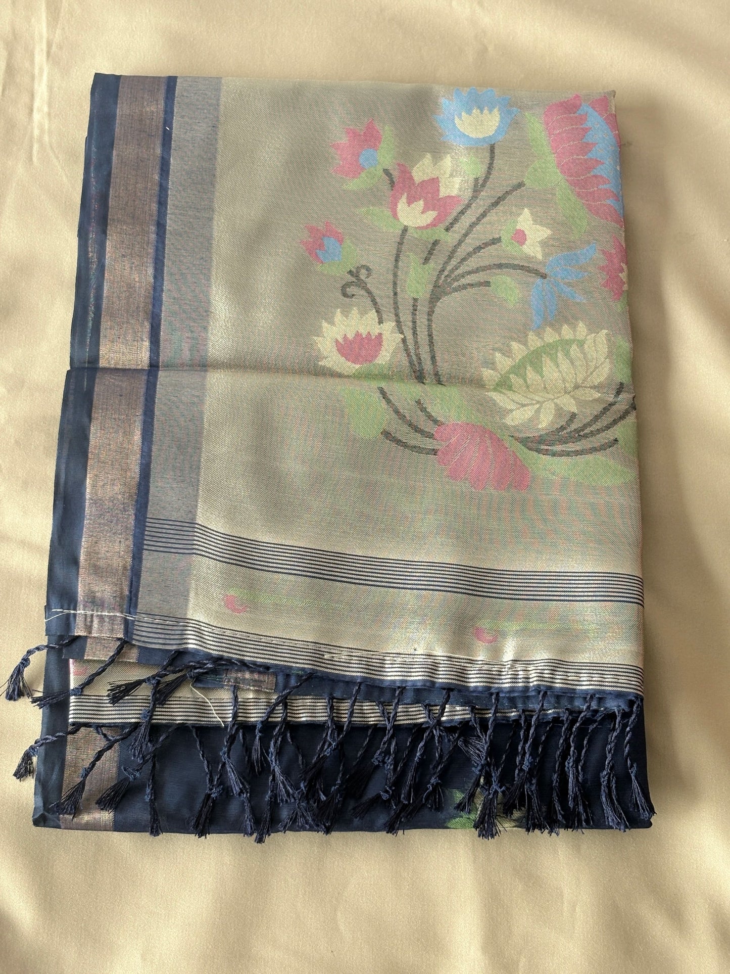 Premium Pathani Silk Saree with Unstitched Blouse Piece