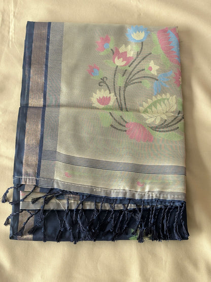 Premium Pathani Silk Saree with Unstitched Blouse Piece