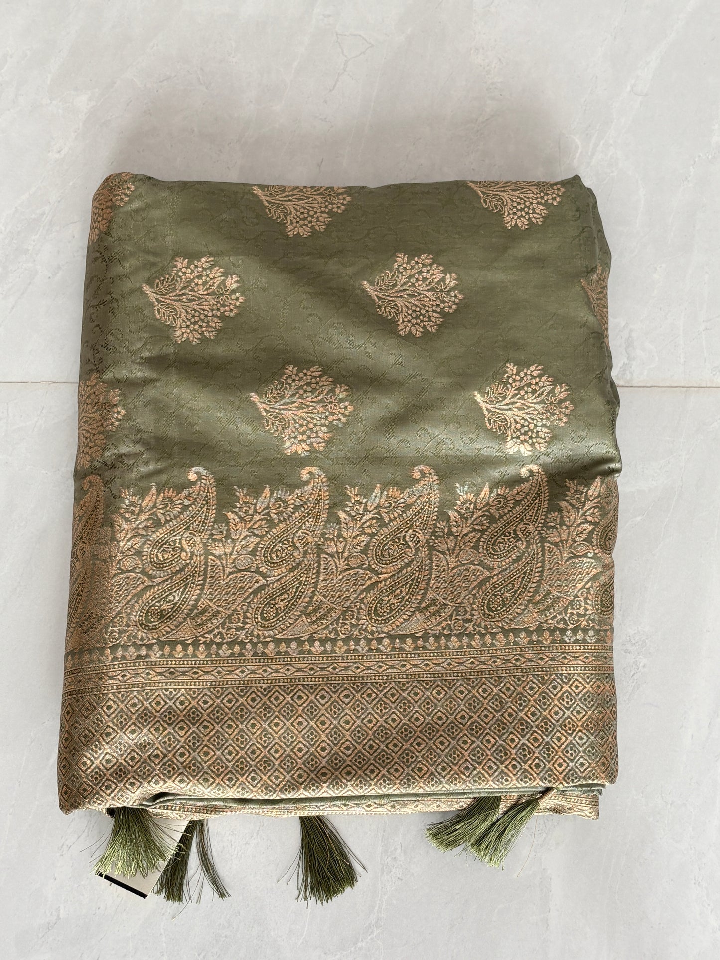 Premium Banarasi Silk Saree with Rich Paisley Zari Weaving