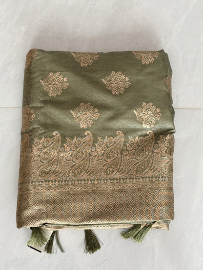 Premium Banarasi Silk Saree with Rich Paisley Zari Weaving