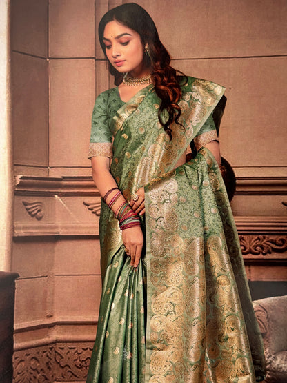 Premium Banarasi Silk Saree with Rich Paisley Zari Weaving