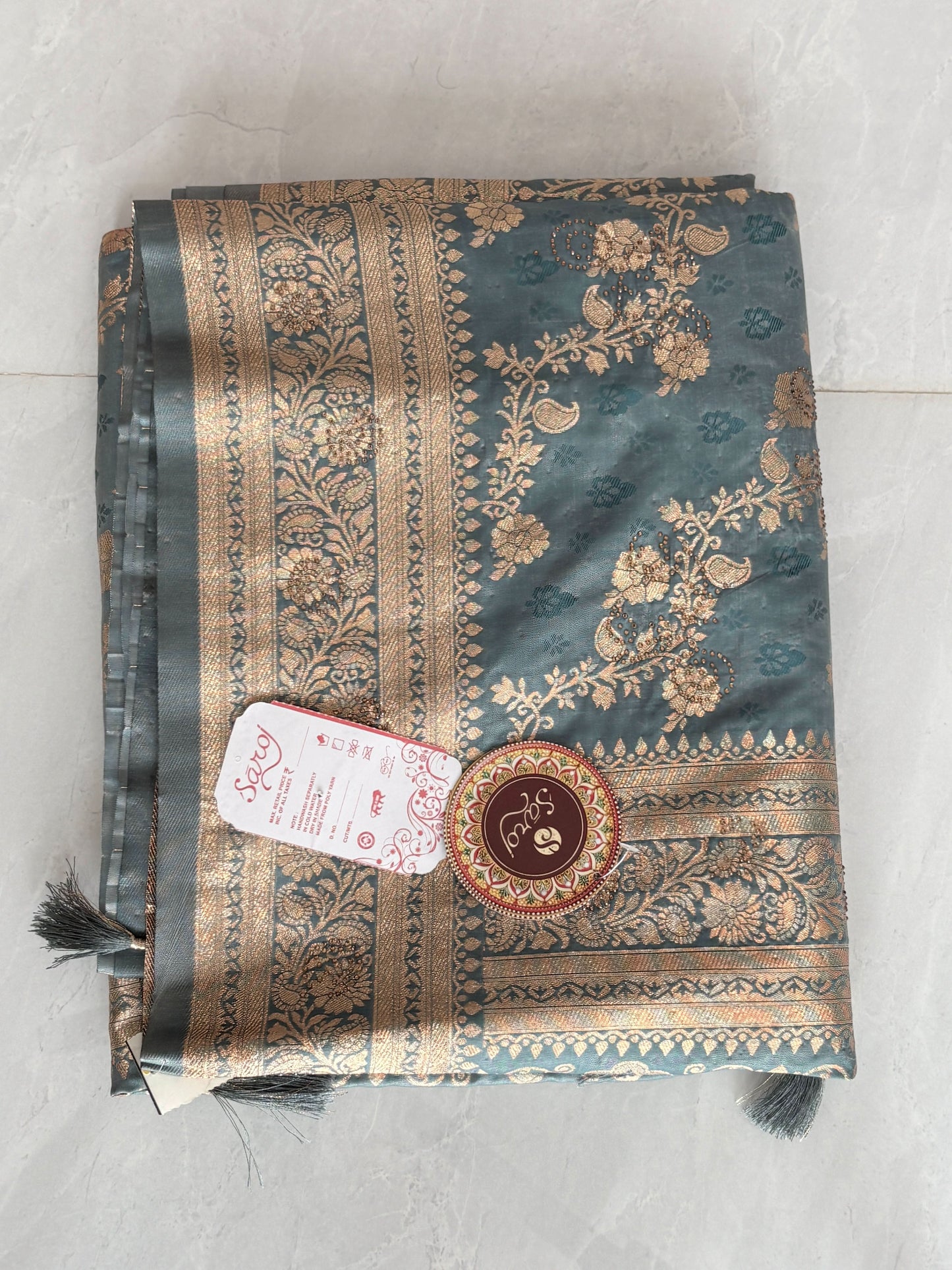 Premium Banarasi Silk Saree with Rich Paisley Zari Weaving