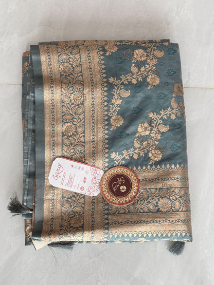 Premium Banarasi Silk Saree with Rich Paisley Zari Weaving