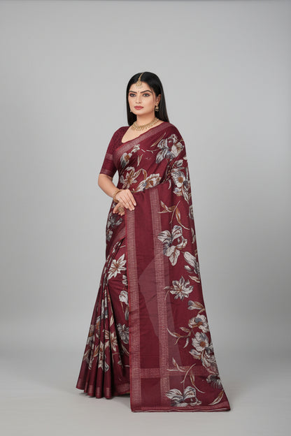 Premium Crush Saree Ethnic Saree with Unstitched Blouse Piece