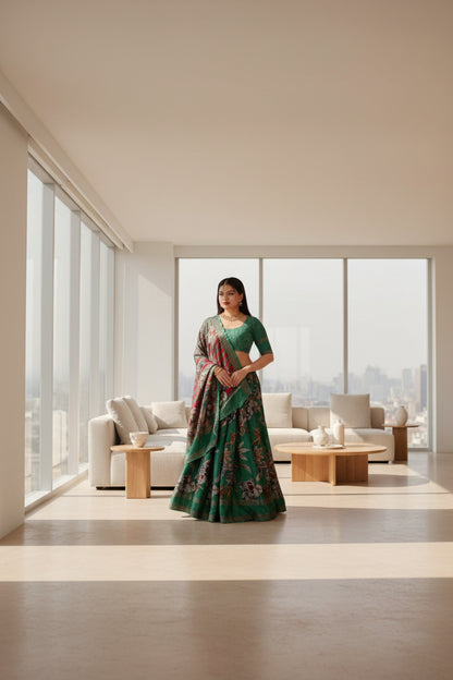 Premium Crush Saree Ethnic Saree with Unstitched Blouse Piece