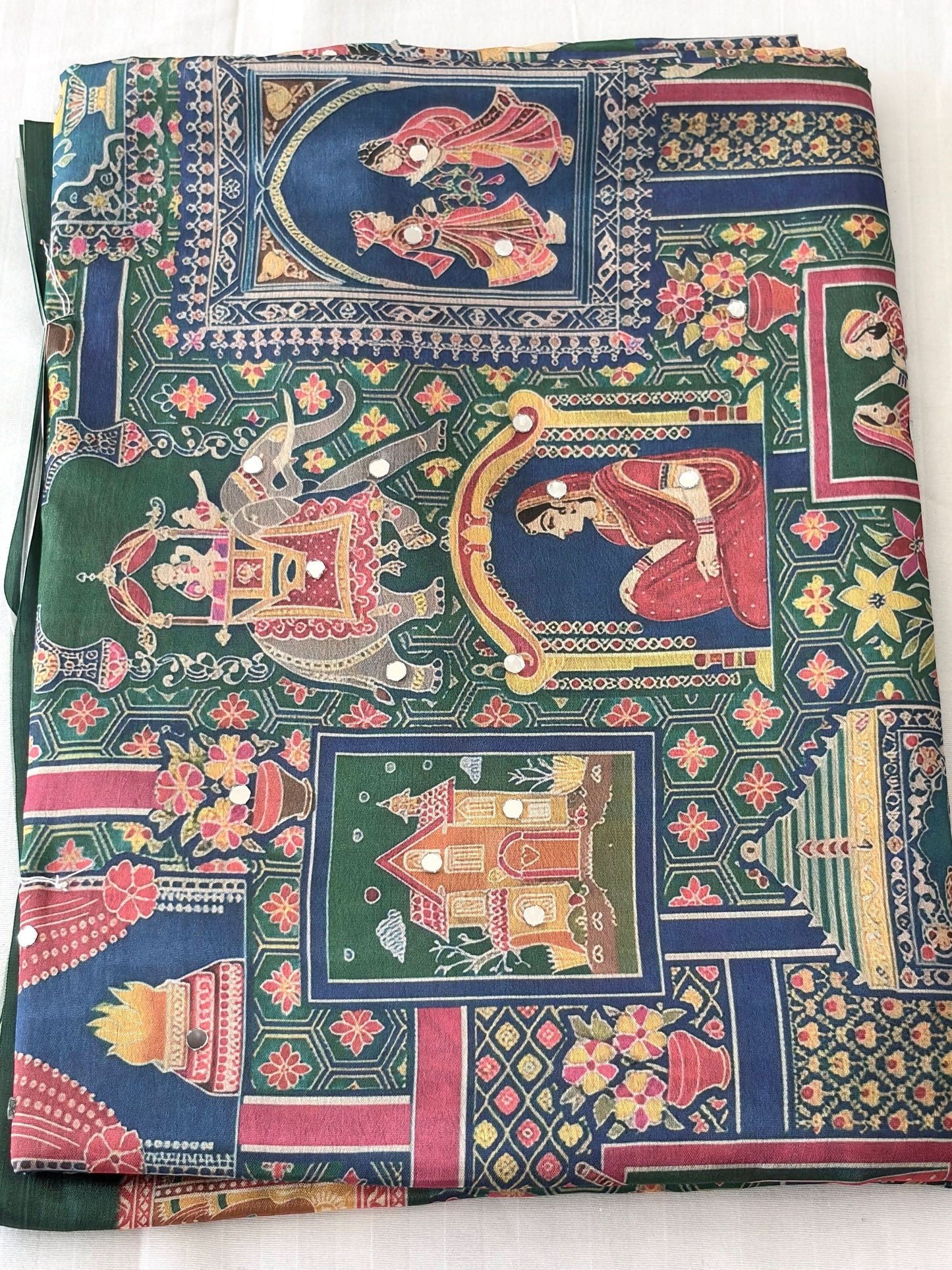 Royal Ajrakh Print Crepe Saree with Traditional Ethnic Border