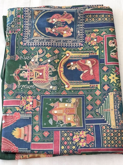 Royal Ajrakh Print Crepe Saree with Traditional Ethnic Border