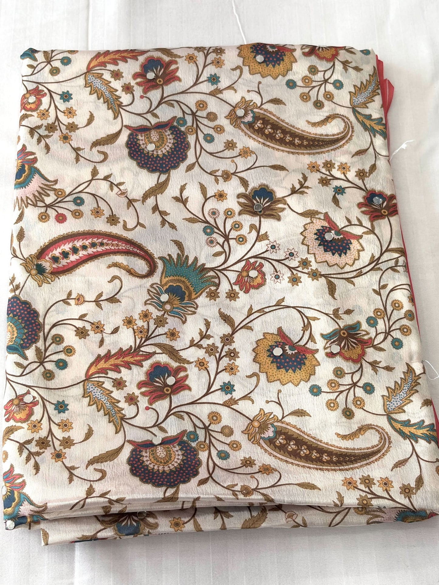 Royal Ajrakh Print Crepe Saree with Traditional Ethnic Border