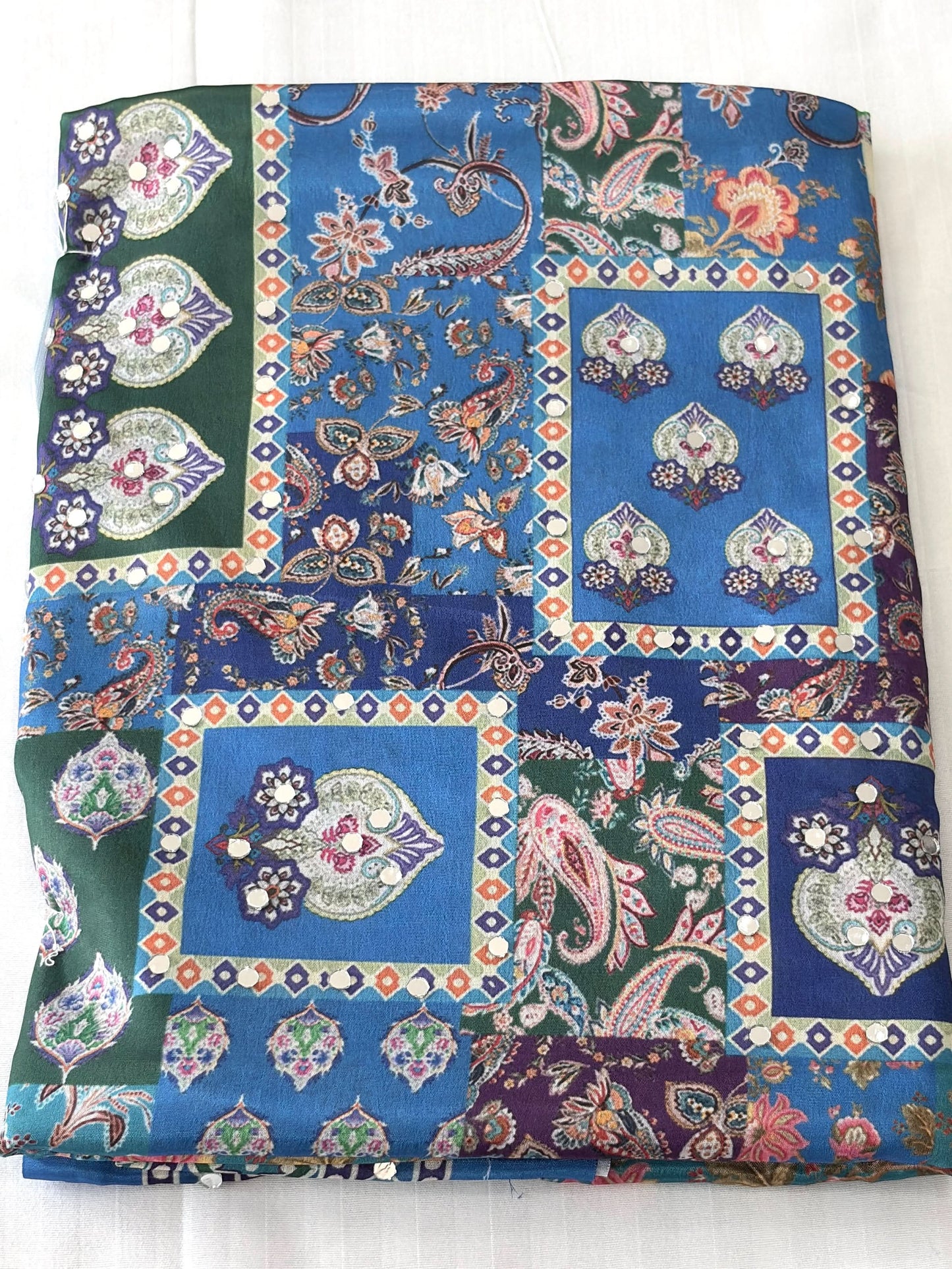 Royal Ajrakh Print Crepe Saree with Traditional Ethnic Border