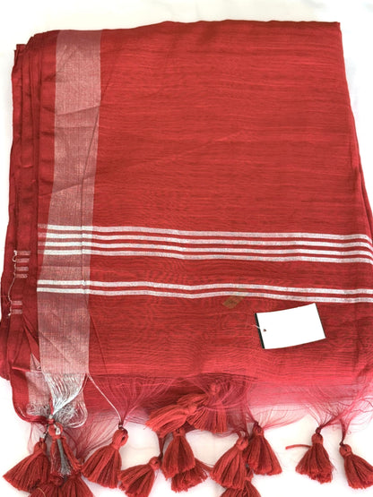 Cotton Silver Jari Saree for Women