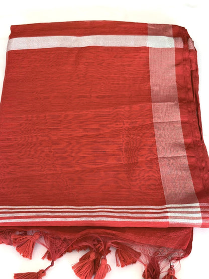 Cotton Silver Jari Saree for Women