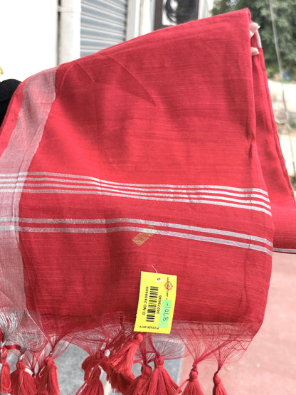 Cotton Silver Jari Saree for Women