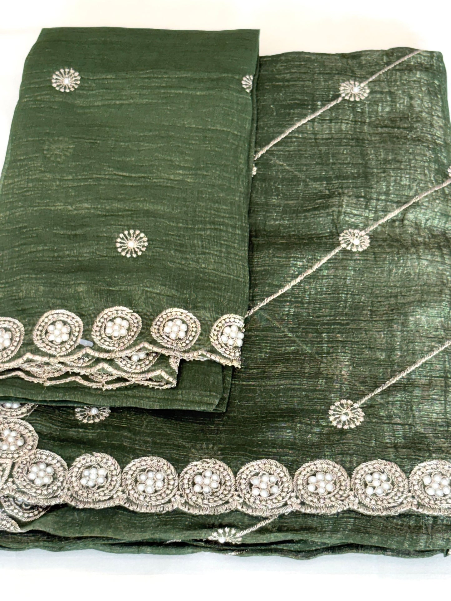 Premium Georgette Saree with Pearl Lace Border