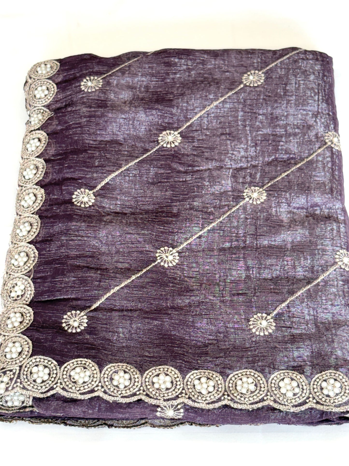 Premium Georgette Saree with Pearl Lace Border