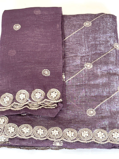Premium Georgette Saree with Pearl Lace Border