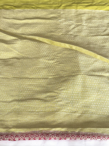 Pink Jamdani Silk Cotton Saree with Golden Zari Checks