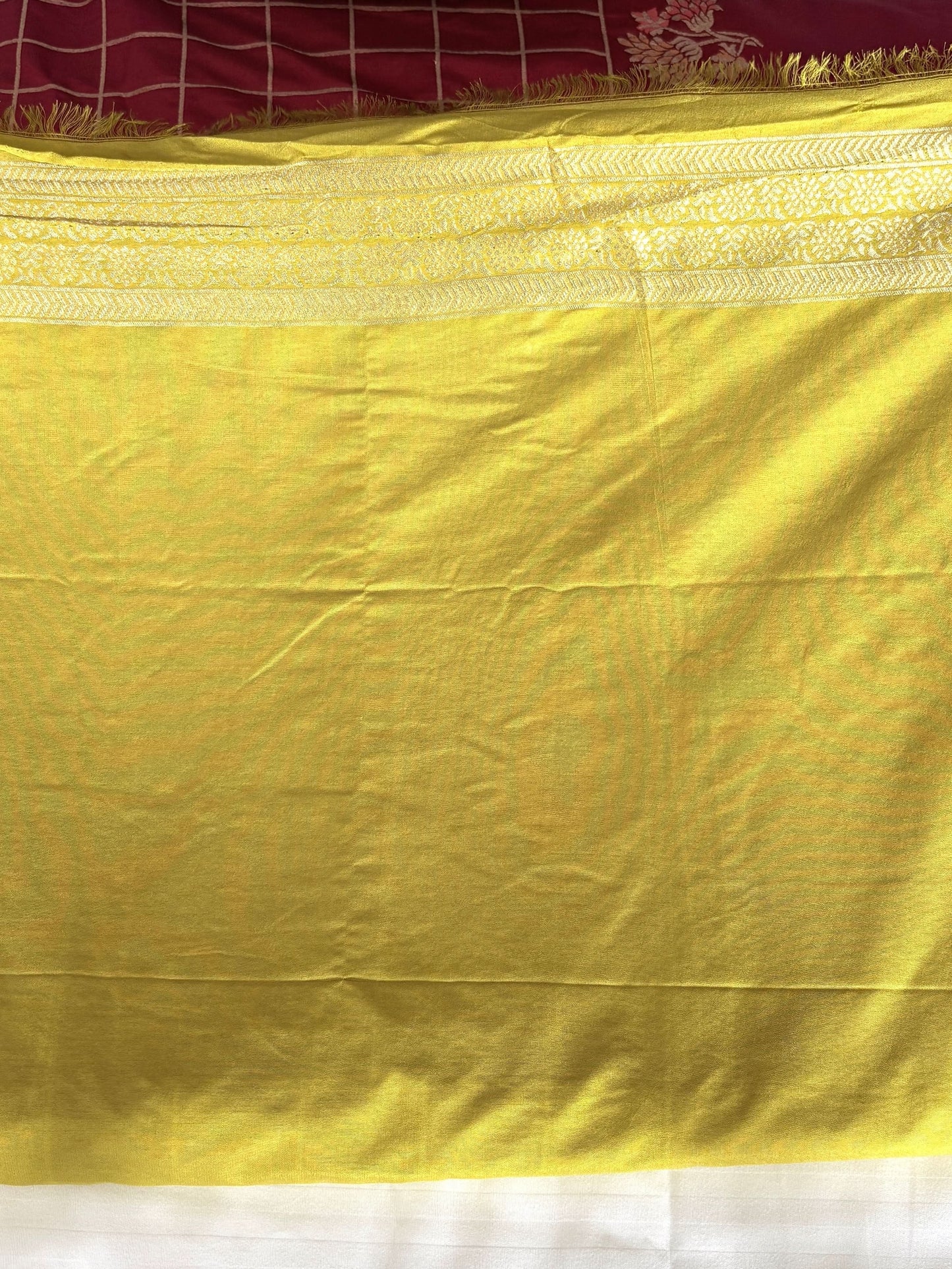 Pink Jamdani Silk Cotton Saree with Golden Zari Checks