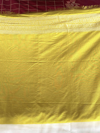Pink Jamdani Silk Cotton Saree with Golden Zari Checks