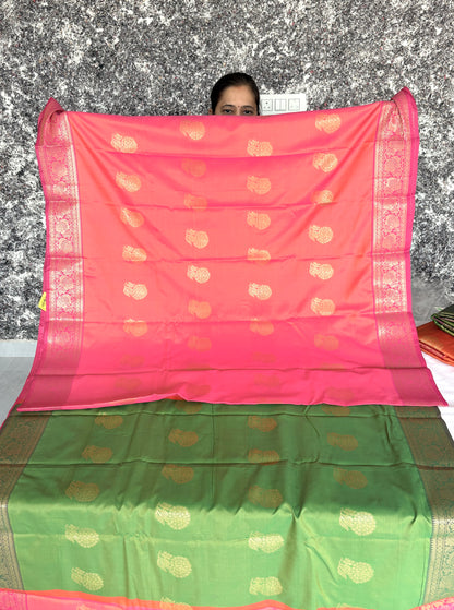 Traditional Banarasi Silk Saree with Zari Butti and Woven Border