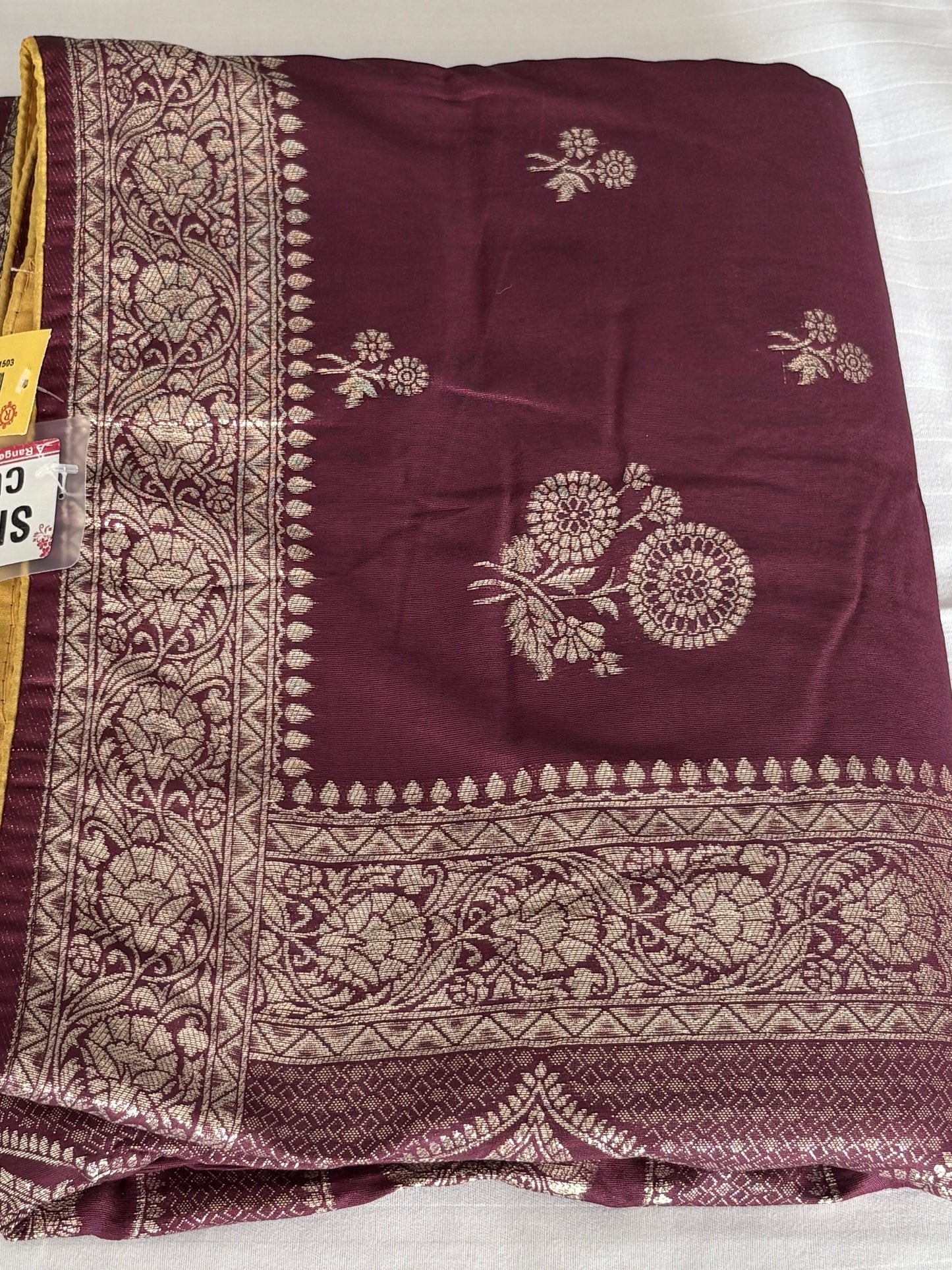 Traditional Banarasi Silk Saree with Zari Butti and Woven Border