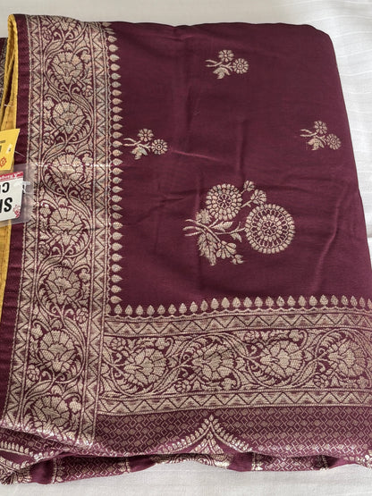 Traditional Banarasi Silk Saree with Zari Butti and Woven Border